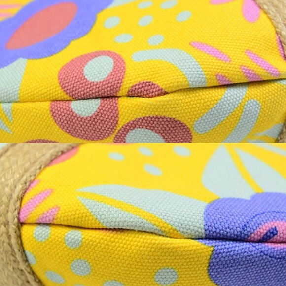 CHANEL CC High Summer Tote Bag Shoulder Canvas Leather Flower Yellow - Picture 12 of 16